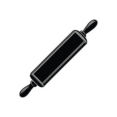 black rolling pin shilloutte on white background.eps