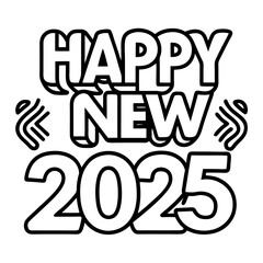 New Year 2025 Celebration - White Background