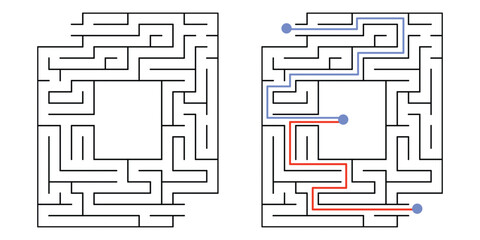 Printable Labyrinth Mazes for Children with Keys
