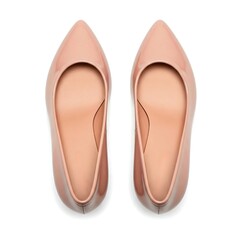 Fototapeta premium A pair of beige women shoes isolated on white background, footwear