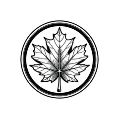 a black and white drawing of a leaf with a black outline.