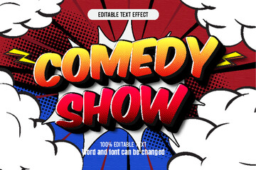 Comedy show editable text effect 3d emboss comic