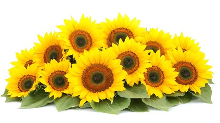 Fototapeta premium a sunflower with green leaves