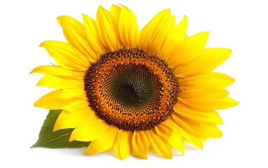 a sunflower with green leaves