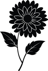 Black silhouette of Aster vector illustration