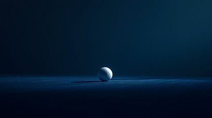 Clean lighting highlighting a golf ball on dark blue