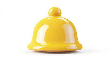 Fototapeta premium Yellow 3D bell icon illustration with a smooth, glossy finish. The bell is depicted in a simple and modern design, ideal for notifications and alerts. Isolated on white background