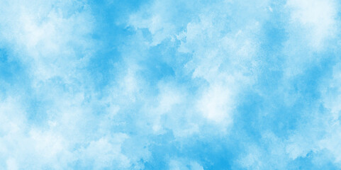 Soft cloud in the sky background blue tone for wallpaper,Turquoise gradient color brush painted illustration,Light blue background with watercolor.