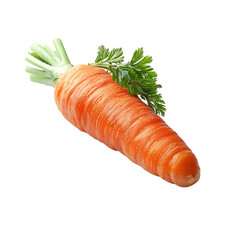 Fresh orange carrot with green leaves Transparent Background.