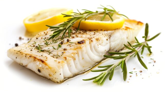 A whole halibut with a flat body and smooth texture, isolated on a white background.