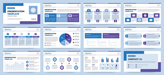 Modern presentation slide templates. Infographic elements template set for web, print, annual report brochure, business flyer leaflet marketing and advertising template. Vector Illustration.