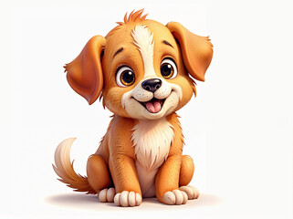 Fototapeta premium Beautiful cartoon puppy isolated on white background
