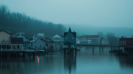 Fototapeta premium Rising Waters Force Small Town Residents to Evacuate