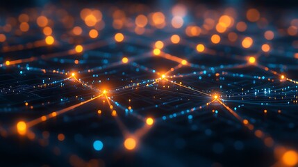 Obraz premium Data center with symmetrical rows of servers glowing in soft light