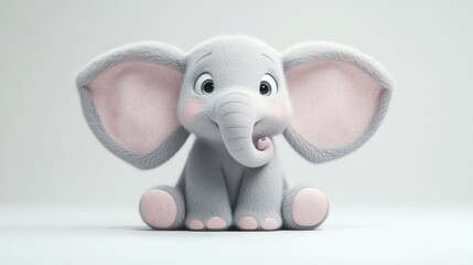 Fototapeta premium Adorable cartoon baby elephant sitting.
