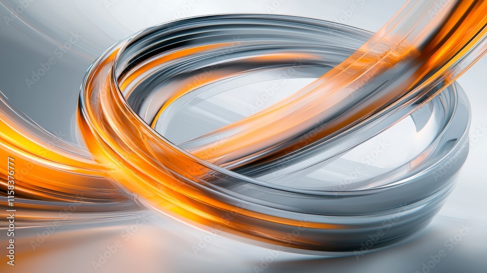 Poster abstract swirling lines in orange and gray creating dynamic flow on a smooth background