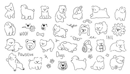 Hand drawn cute dog, dog doodle, puppy dog, portrait of a puppy