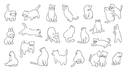 Hand drawn cute cat, kitty doodle, cats doodle style
