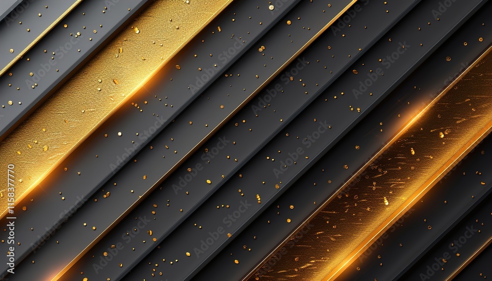 Poster Abstract gold geometric lines on dark background. 