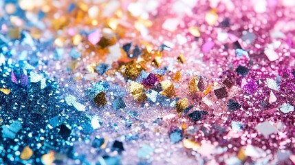 Sequins, Glitter, and Confetti Isolated on White Background