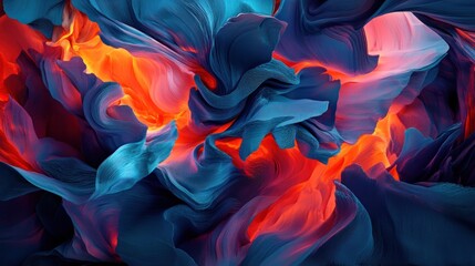 Obraz premium Abstract swirling vibrant blue and orange paint texture.