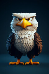 Obraz premium A stylized, cartoonish eagle with a fierce expression and detailed feathers.