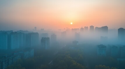 Urban Haze and Pollution at Sunrise