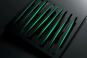 This vector illustration features a gradient green-black circuit board background, highlighted by an abstract technology pattern resembling interconnected circuitry.