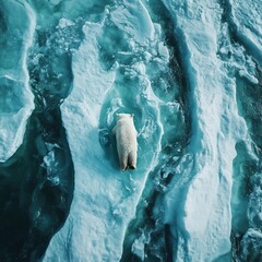 Fototapeta premium Solitary Polar Bear Amid Frozen Ice and Snow Landscape
