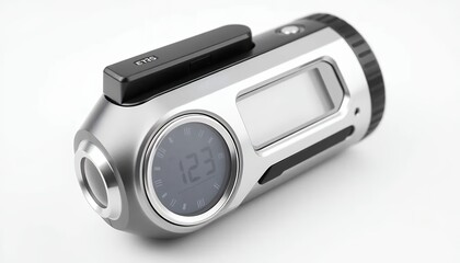 Fototapeta premium Sleek Silver Device - Modern Digital Clock with Integrated Camera