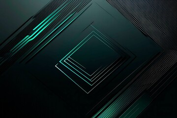 This vector illustration features a gradient green-black circuit board background, highlighted by an abstract technology pattern resembling interconnected circuitry.