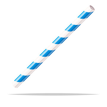 Striped drinking straw vector isolated illustration