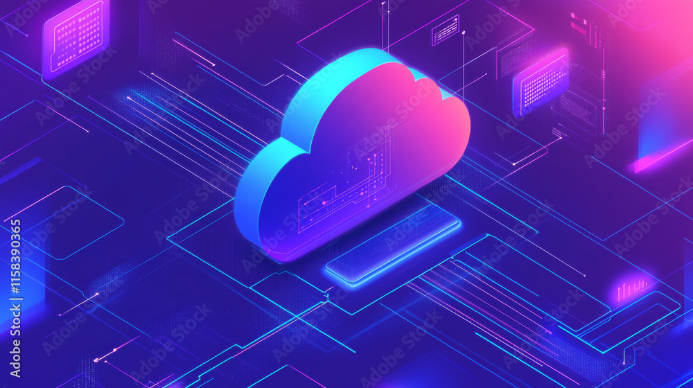 Poster abstract cloud technology with big data and interface concept connection by collecting data in the c