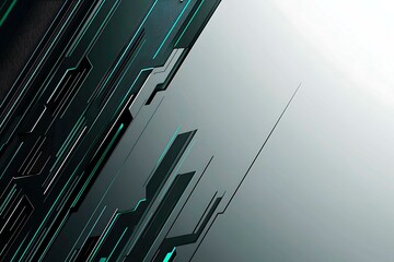 Obraz premium This vector illustration features a gradient green-black circuit board background, highlighted by an abstract technology pattern resembling interconnected circuitry.