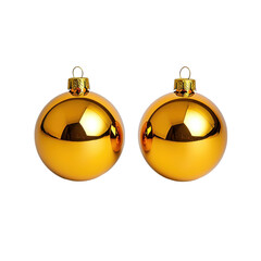 Shiny Gold Christmas Ornaments on White Background