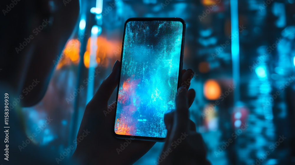 Aufkleber abstract technology ai computing and smartphone concept working data of artificial intelligence and 
