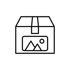 Package print outline icons, minimalist vector illustration ,simple transparent graphic element .Isolated on white background