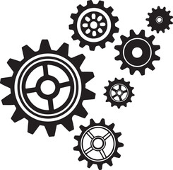 Gear setting vector icon se, Isolated black gears mechanism, cog wheel, silhouette, Progress or construction concept, Cogwheel icons UI vector
