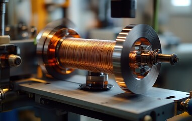 Fototapeta premium Precise engineering: Witness the mesmerizing dance of a rotor spinning within a high-tech machine, a symphony of precision and innovation.