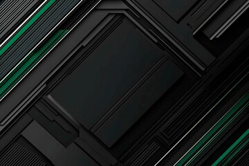 Obraz premium This vector illustration features a gradient green-black circuit board background, highlighted by an abstract technology pattern resembling interconnected circuitry.