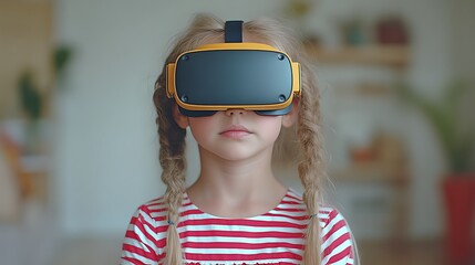 Girl wearing VR headset.