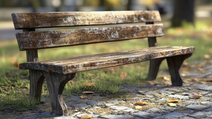 Fototapeta premium Rustic Wooden Bench in a Park