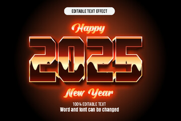 happy new year 2025 editable text effect 3d emboss 80s