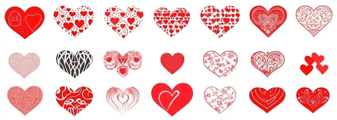 Set of hearts icon, heart drawn hand - stock vector