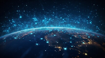 Obraz premium Captivating Close up View of Earth Enveloped by the Stunning Luminescence of the Milky Way Galaxy Showcasing the Grandeur and Splendor of our Celestial Universe