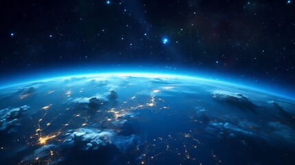 Obraz premium Captivating Celestial Landscape Earth Enveloped by the Glowing Majesty of the Milky Way Galaxy Showcasing the Breathtaking Beauty of Our Universe