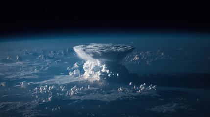 A stunning view of a massive cumulonimbus cloud from space, showcasing Earth's atmosphere.