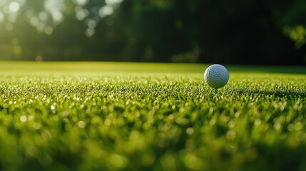 Golf clubs and balls on lush green grass in morning,playing golf,sport outdoor,golfing club for winning stroke or score,game joyful and happy concept.
