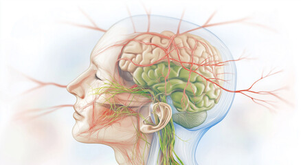 Neural peripheral wellness concept. This image features an abstract art representation of a human neural map.