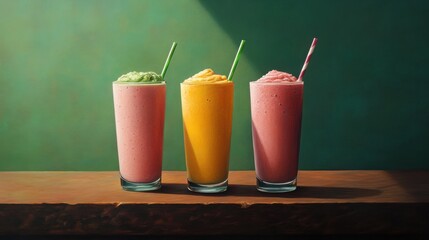 Three smoothies on a table